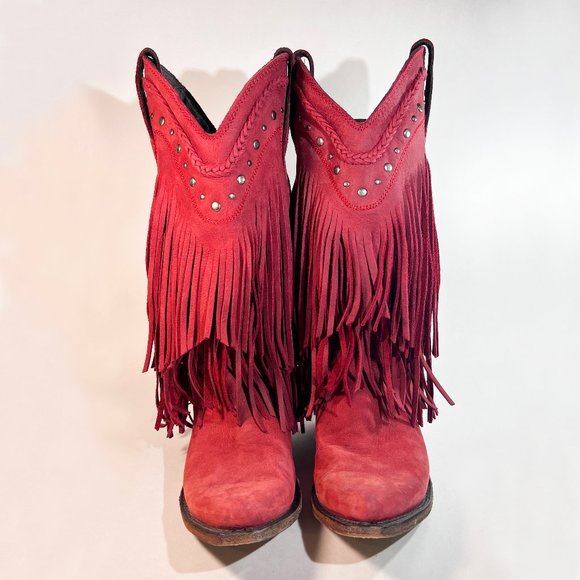 Liberty Black Women's Vegas Fringe Western Boots - Snip Toe, Boho - Picture 2 of 10